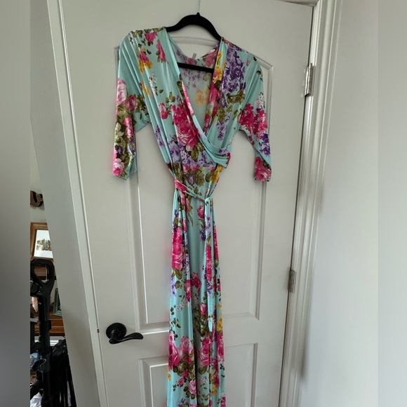 Pink Blush Maternity Floral Tie Maxi Dress - Picture 3 of 5